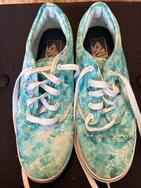 Vans Aqua Tie-Dye Canvas Sneakers with White Laces